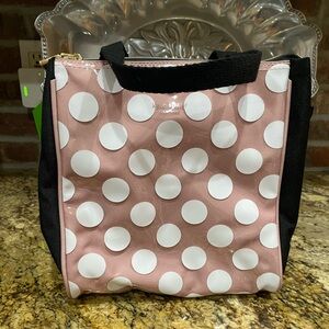 Kate Spade Insulated Lunch Tote- Blush Polka Dot Wipeable outer always clean NEW